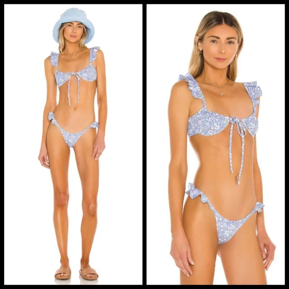 💕FRANKIES BIKINIS💕 Ali Ruffle Skimpy Bikini Bottom ~ Springtime XL NWT